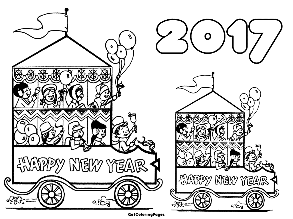 1024x768 Happy New Year 2017 Coloring Pages