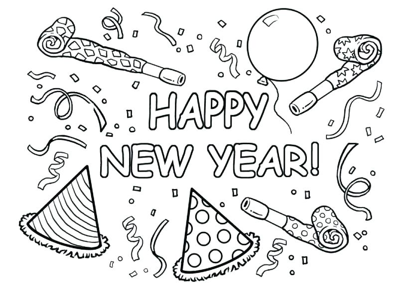 827x609 Happy New Year Colouring Pages 2017