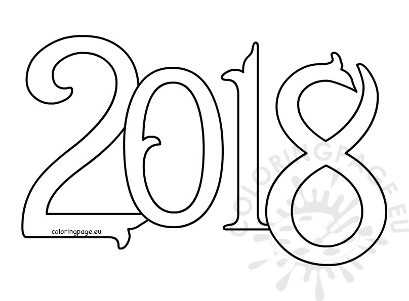 Vector New Year 2018 Coloring Page 808x595 Vector New Year 2018 Coloring Page