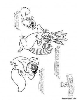 262x338 Printable Madagascar 3 King Julian Maurice And Mort Coloring Page