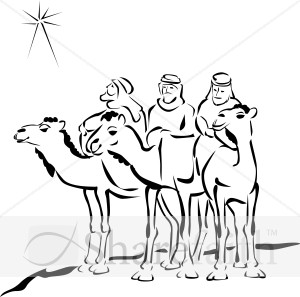300x297 Woodcut Style Three Wise Men Epiphany Clipart