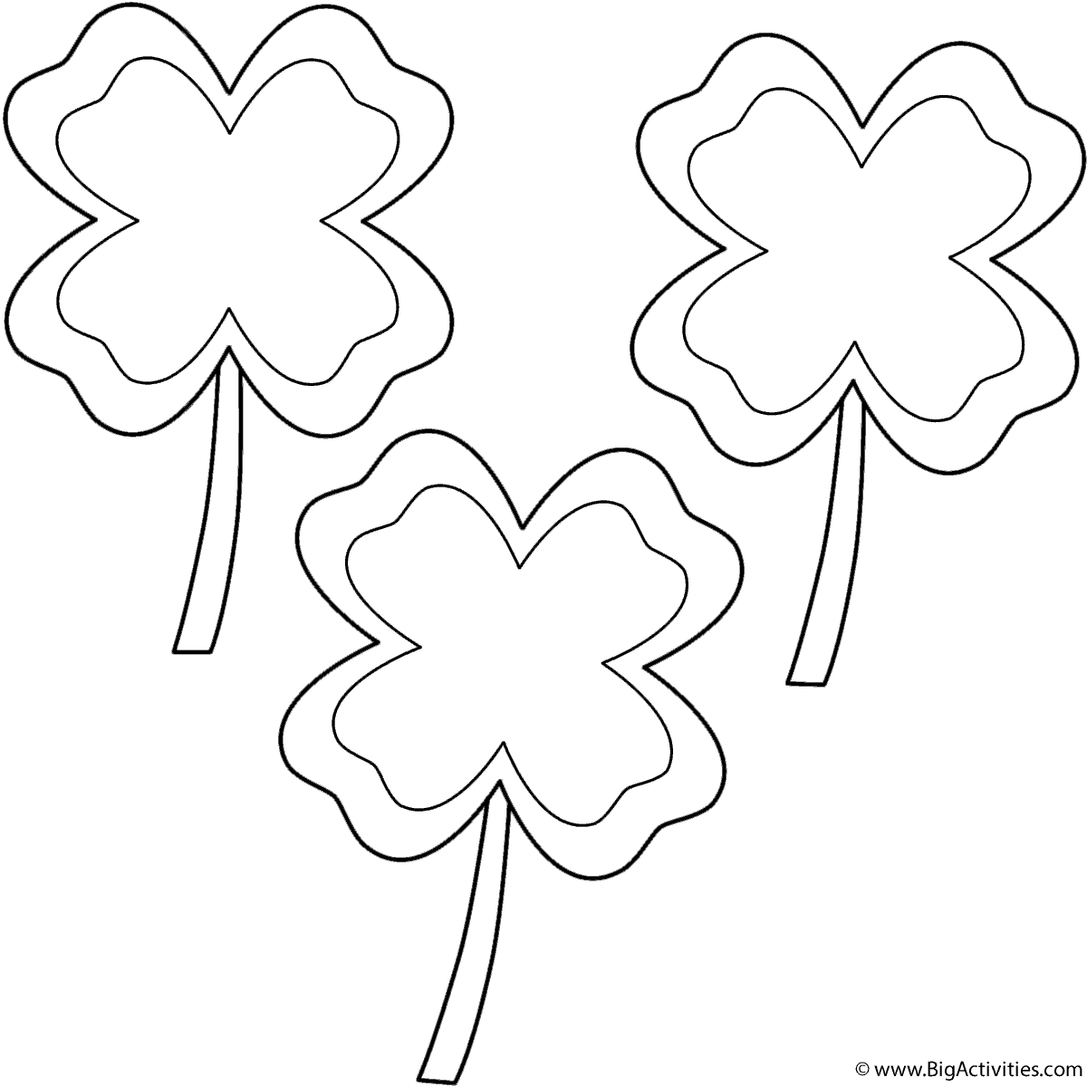 1200x1200 Four Leaf Clovers With Border (3 Clovers)