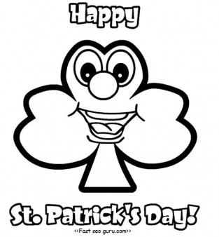 313x338 Print Out Happy St Patricks Day Three Leaf Clover Coloring Pages