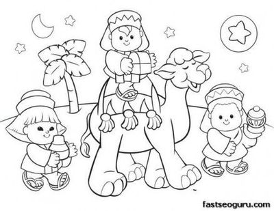Free Printable Coloring Christmas Picture Of Wise Men.fargel 400x309 Free Printable Coloring Christmas Picture Of Wise Men.fargel