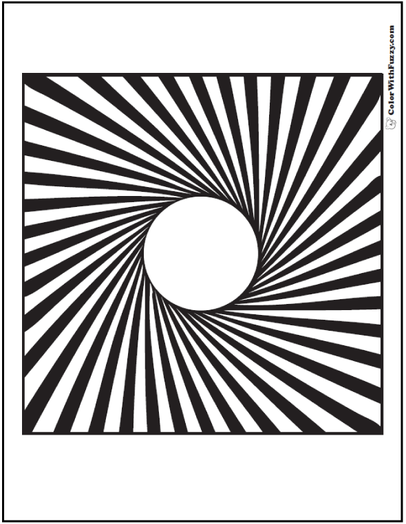 590x762 3d Illusion Geometric Coloring Pages Circle To Square