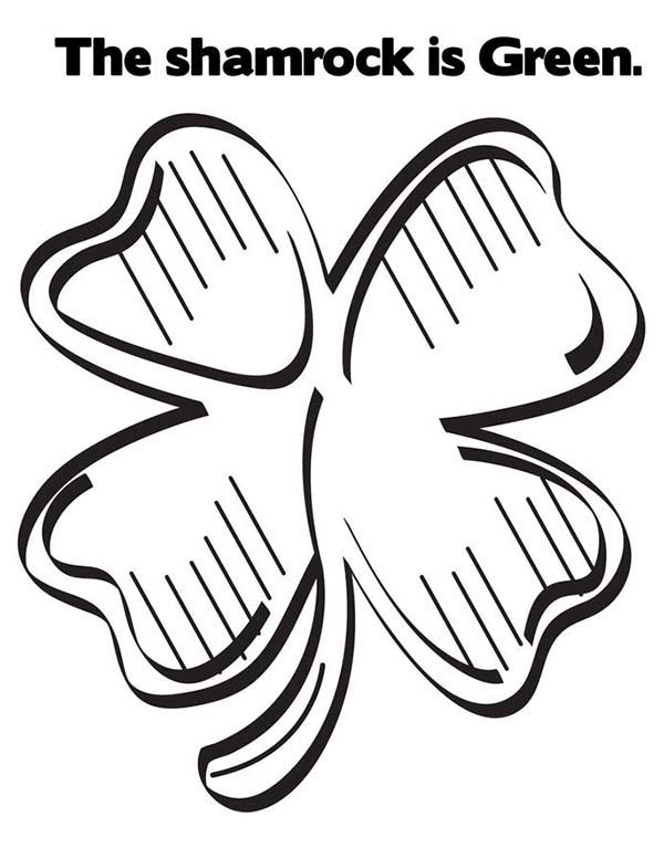 Green Shamrock Or Four Leaf Clover Coloring Page 600x776 Green Shamrock Or Four Leaf Clover Coloring Page