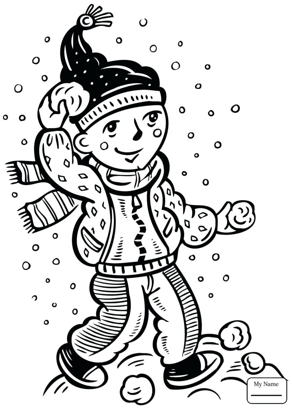 1024x1438 Coloring Page ~ Seasons Coloring Pages Winter A Girl With Tree