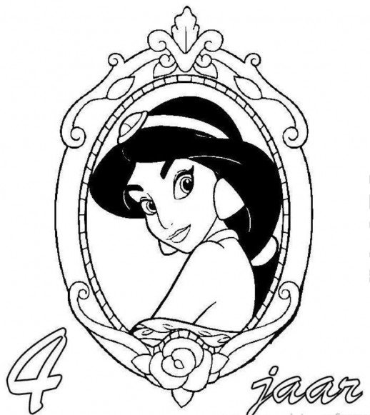 Princess Jasmine In Fourth Birthday Disney Wallpaper Coloring 518x581 Princess Jasmine In Fourth Birthday Disney Wallpaper Coloring