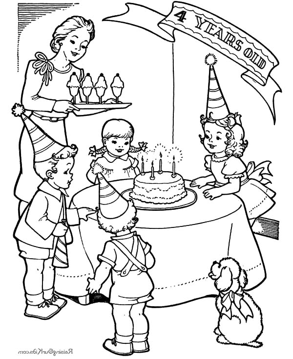 Drawing Pictures Of Birthday Party Little Girl Fourth Birthday 600x734 Drawing Pictures Of Birthday Party Little Girl Fourth Birthday
