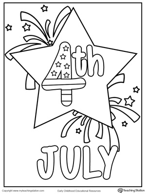 4th July Star Coloring Page 300x400 4th July Star Coloring Page