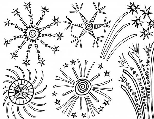 600x463 Amazing 4th Of July Fireworks Coloring Page