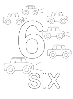 238x320 Number 6 Coloring Page