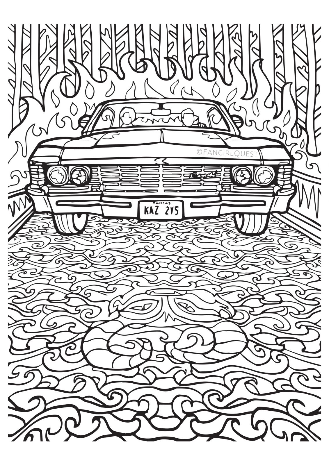 Supernatural Coloring Images Impala 1131x1600 Supernatural Coloring Images Impala