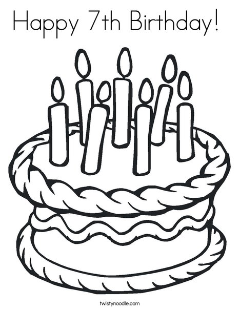 468x605 Happy 7th Birthday Coloring Page
