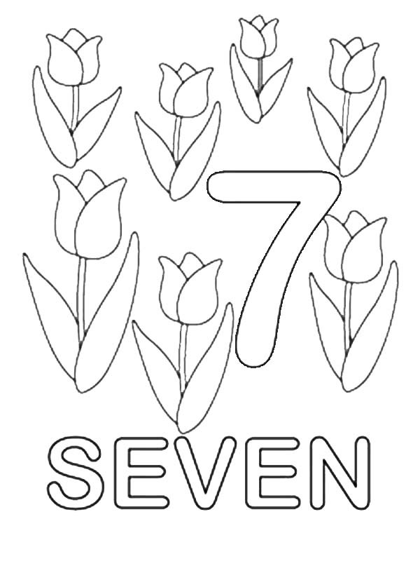 600x807 Number 7 Coloring Page Learn Number 7 With Seven Tulips Coloring