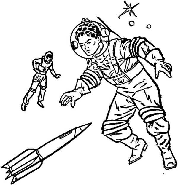 600x624 An Imagination Of Future Astronaut From The 70s Coloring Page