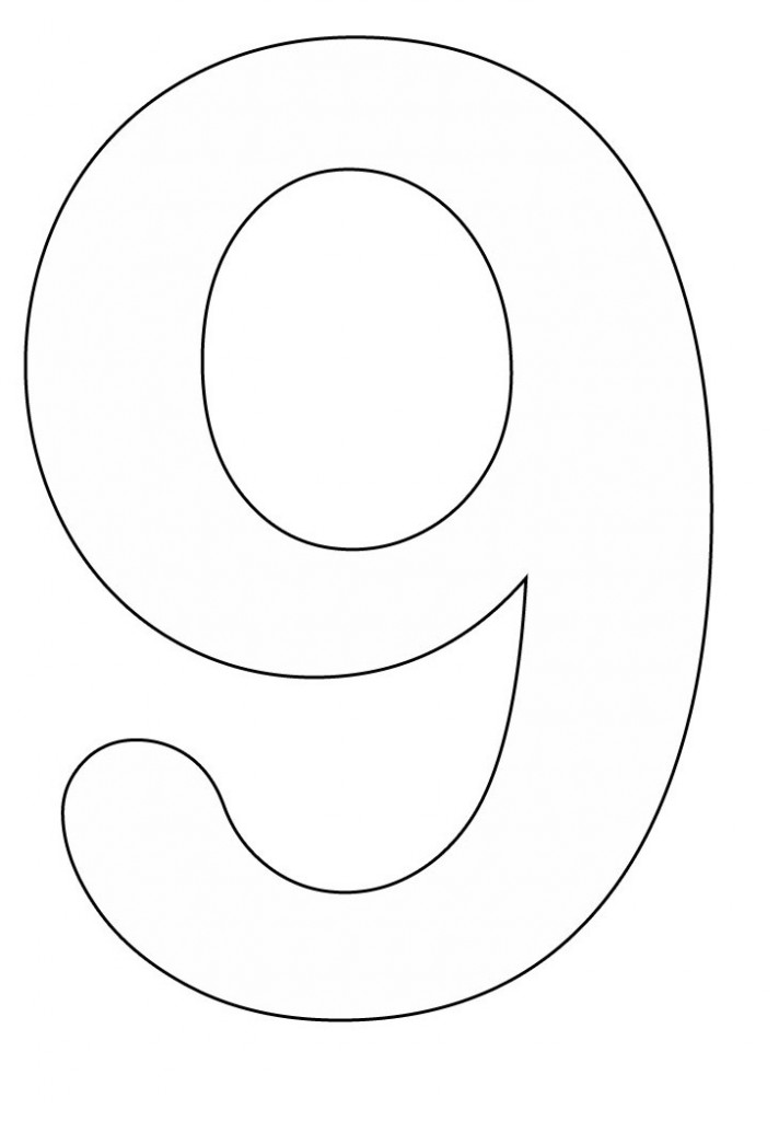 712x1024 Number 9 Coloring Page