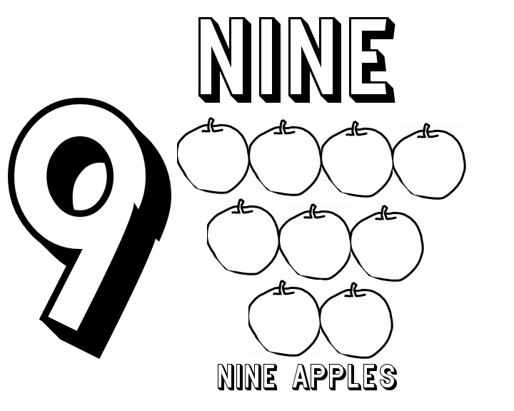 720x576 Preschool Number 9 Coloring Sheet