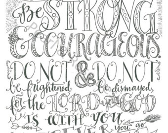 340x270 Adult Coloring Page Joshua 19 Be Strong And Courageous