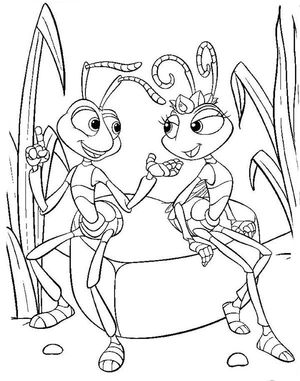 600x762 Princess Atta And Flik Having Conversation Bugs Life Coloring