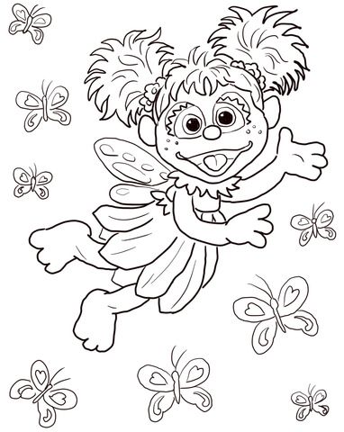 Abby Cadabby Flying With Butterflies Coloring Page From Sesame 382x480 Abby Cadabby Flying With Butterflies Coloring Page From Sesame