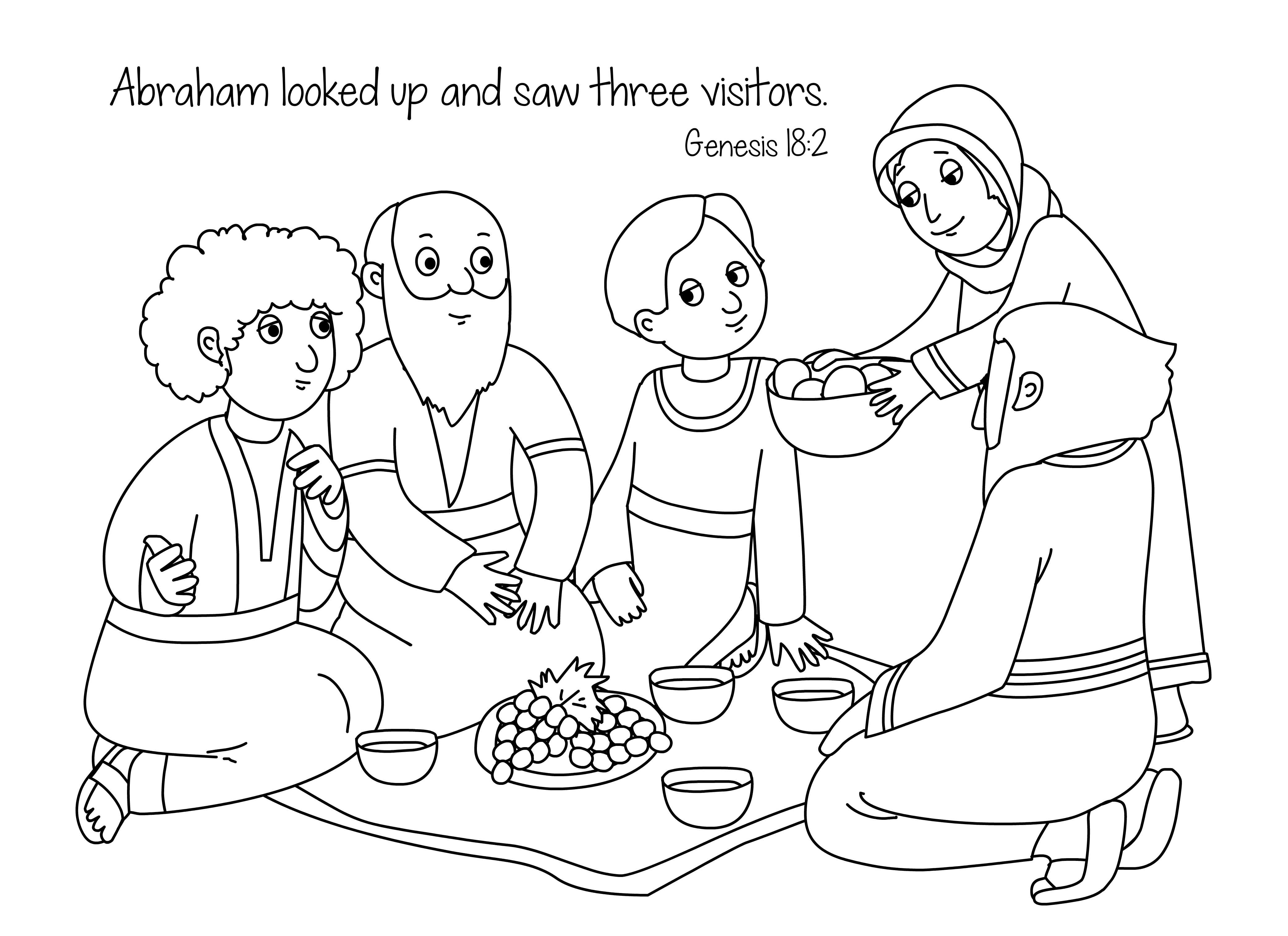 4167x3028 Free Bible Coloring Page Abraham And Sara Visitors