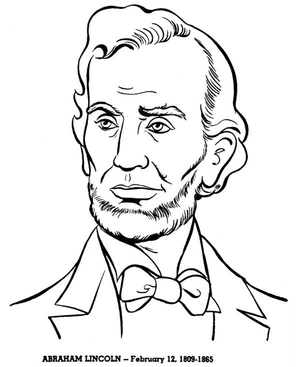 600x734 Abraham Lincoln, A Head Figure Of Abraham Lincoln Coloring Page