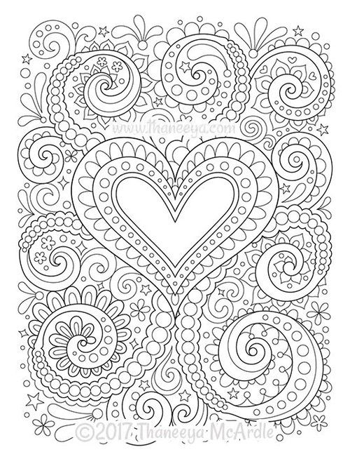 Abstract Heart Coloring Pages at GetColorings.com | Free printable ...