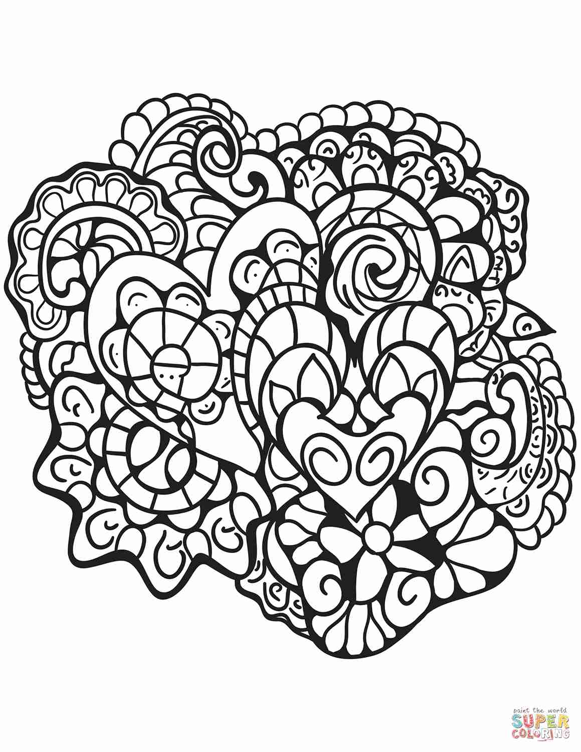 1159x1500 Abstract Heart Coloring Pages For Adults Also Olegratiy