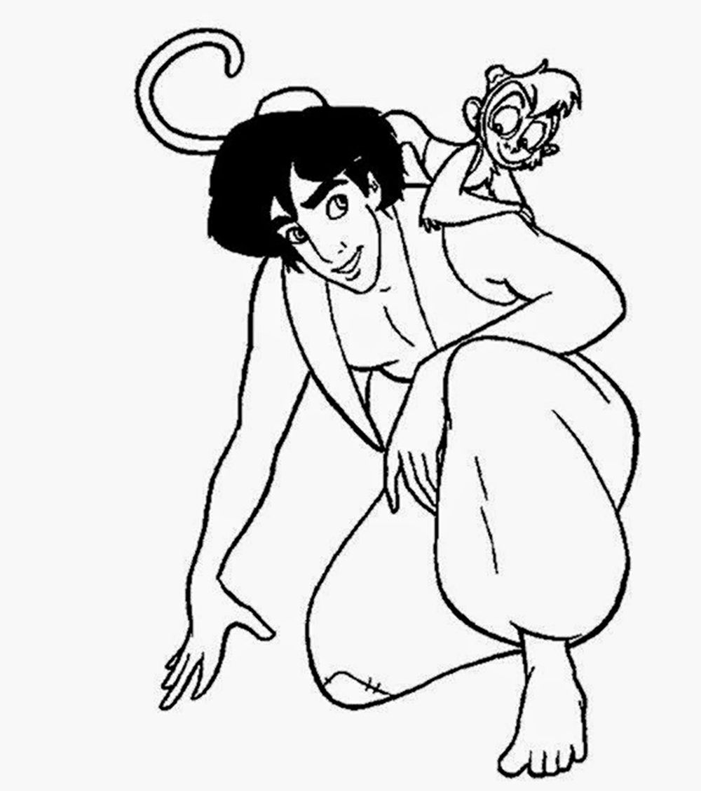 1000x1129 Aladdin And Abu Aladdin Coloring Pages Craft