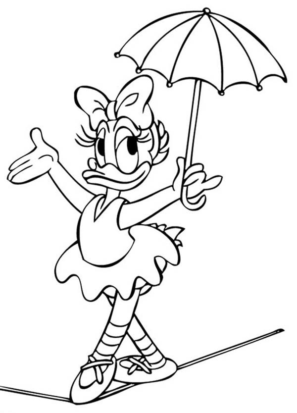 Daisy Duck Acrobat Walking On Rope While Holding An Umbrella 600x834 Daisy Duck Acrobat Walking On Rope While Holding An Umbrella