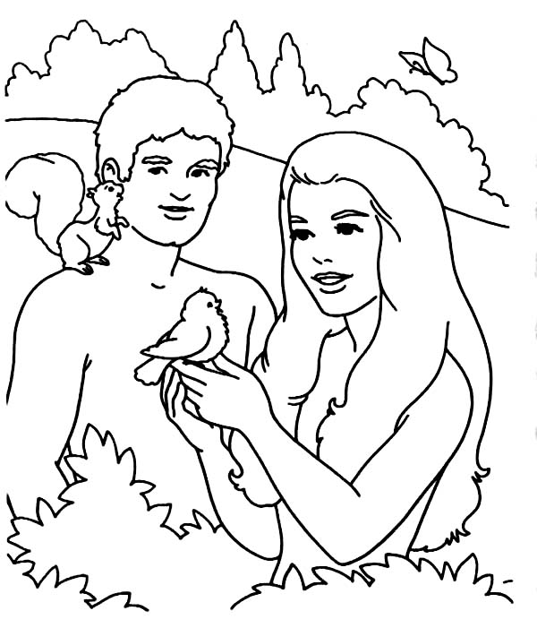 Adam And Eve, Adam And Eve Playing With Bird In The Garden Of Eden 600x701 Adam And Eve, Adam And Eve Playing With Bird In The Garden Of Eden