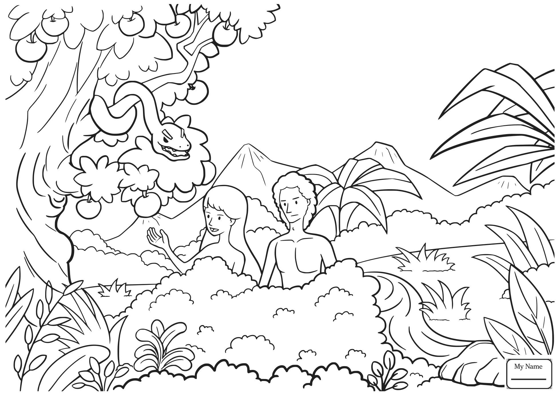 1958x1384 Marvelous Coloring Pages Adam And Eve Sketch For Image Of Style