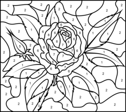 256x226 Hard Color By Number Worksheets Rose