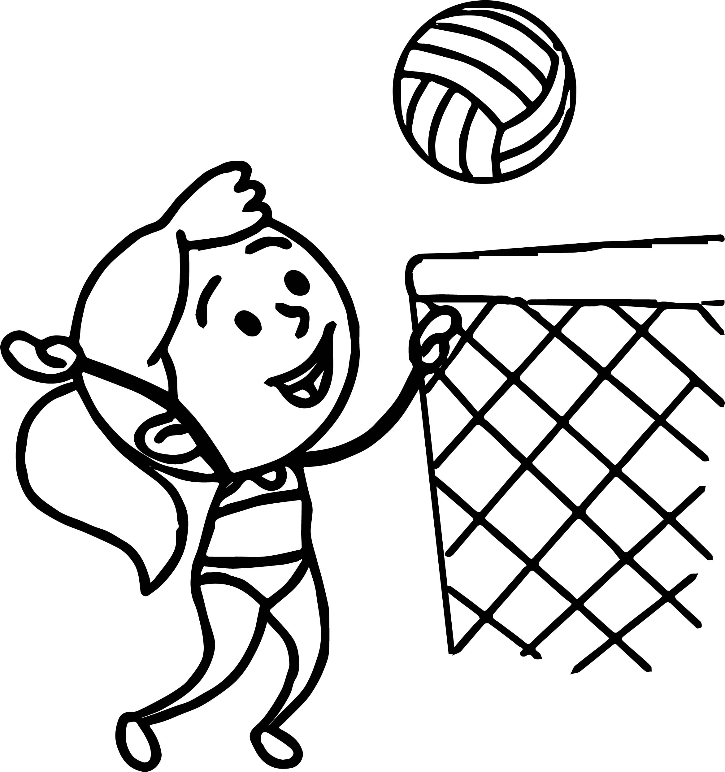 2342x2494 Cartoon Chubby Female Volleyball Player Jumping To Ball Sports