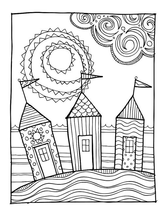 570x737 Kpm Doodles Coloring Page Beach Houses Colouring