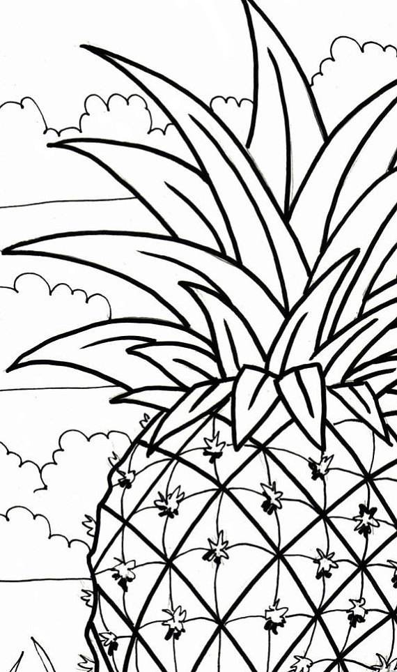 570x964 Pineapple Coloring Page
