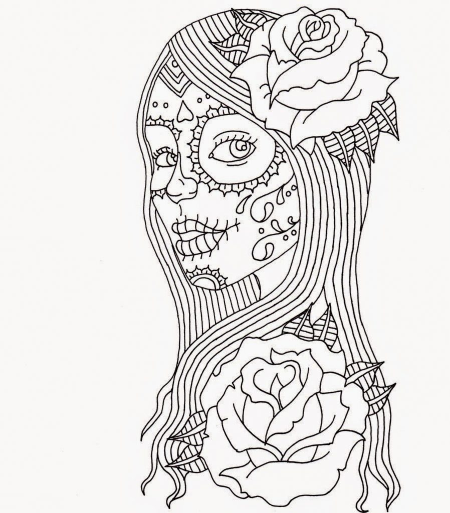 Day Of The Dead Coloring Pages For Adults 898x1024 Day Of The Dead Coloring Pages For Adults