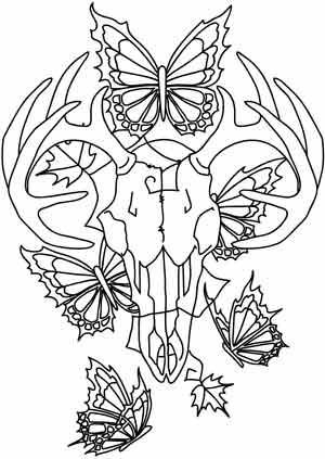 300x423 Adult Coloring Pages Deer Skull Printable