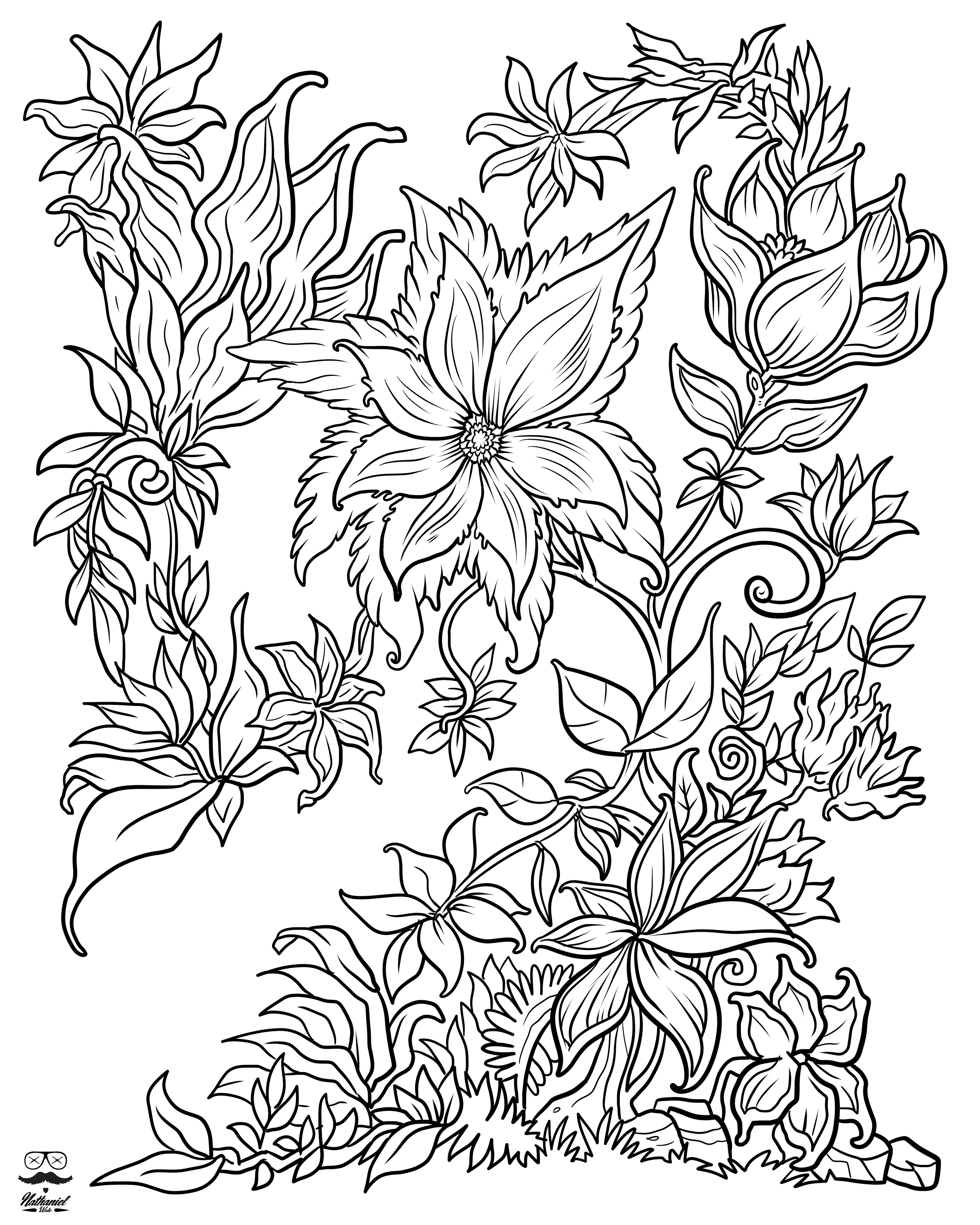 Floral Fantasy Digital Version Adult Coloring Book Adult 2500x3125 Floral Fantasy Digital Version Adult Coloring Book Adult