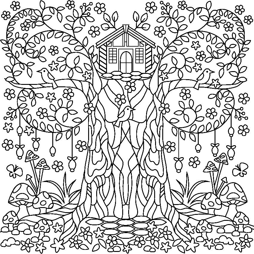 Tree Coloring Page For Adults Garden Coloring Pages 850x850 Tree Coloring Page For Adults Garden Coloring Pages