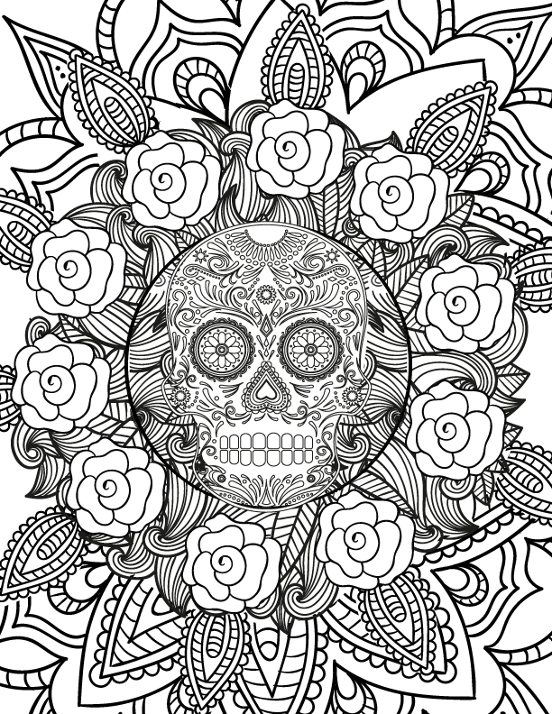 Free Spooky Halloween Adult Coloring Page Halloween Skull, Adult 612x792 Free Spooky Halloween Adult Coloring Page Halloween Skull, Adult