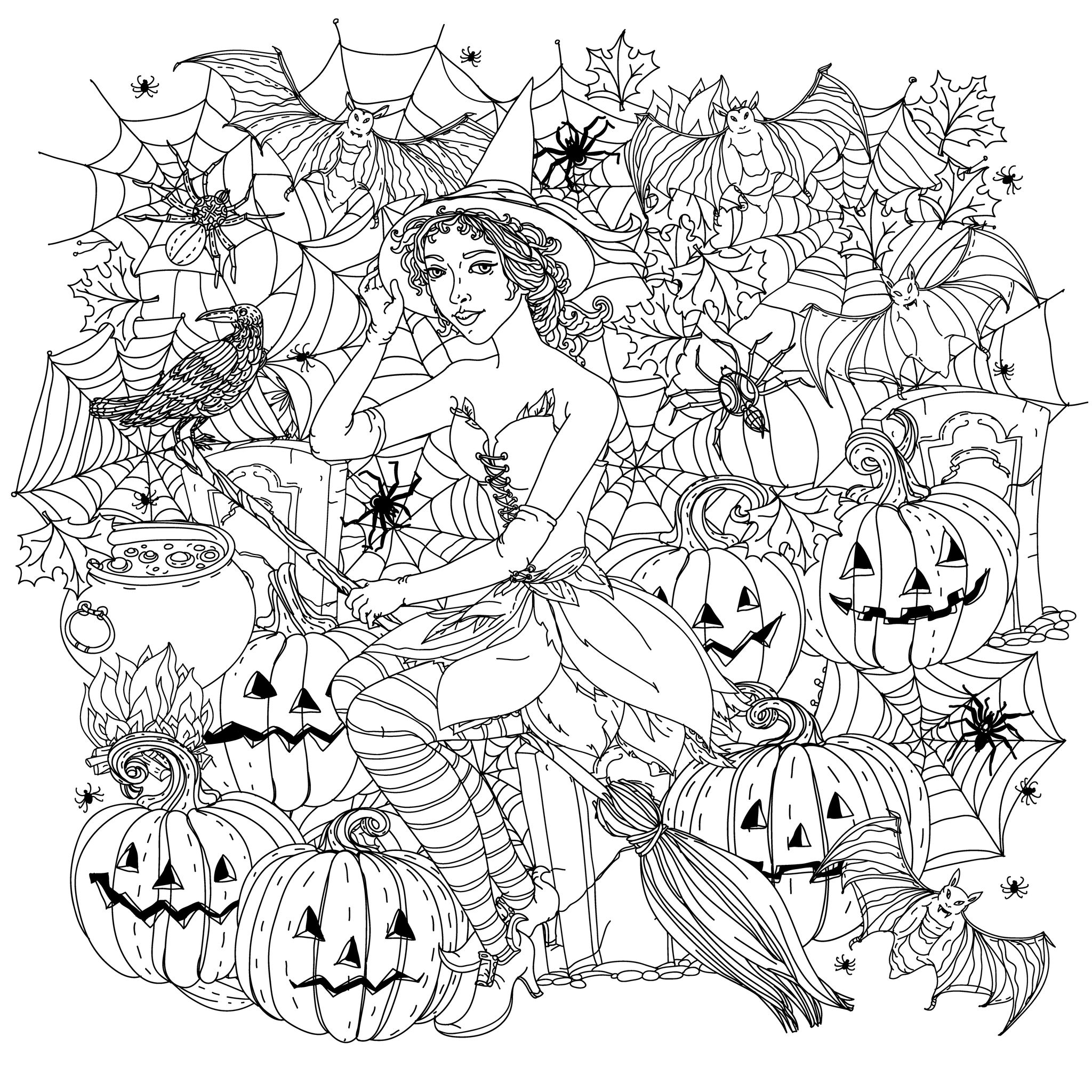 Halloween Witch With Pumpkins 2048x2048 Halloween Witch With Pumpkins