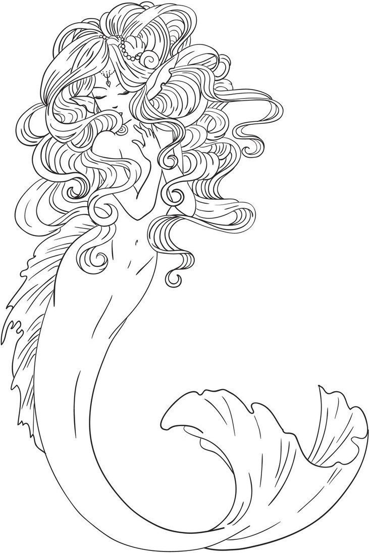 Unique Aquarius Mermaid Free Coloring Pages For Children 731x1094 Unique Aquarius Mermaid Free Coloring Pages For Children