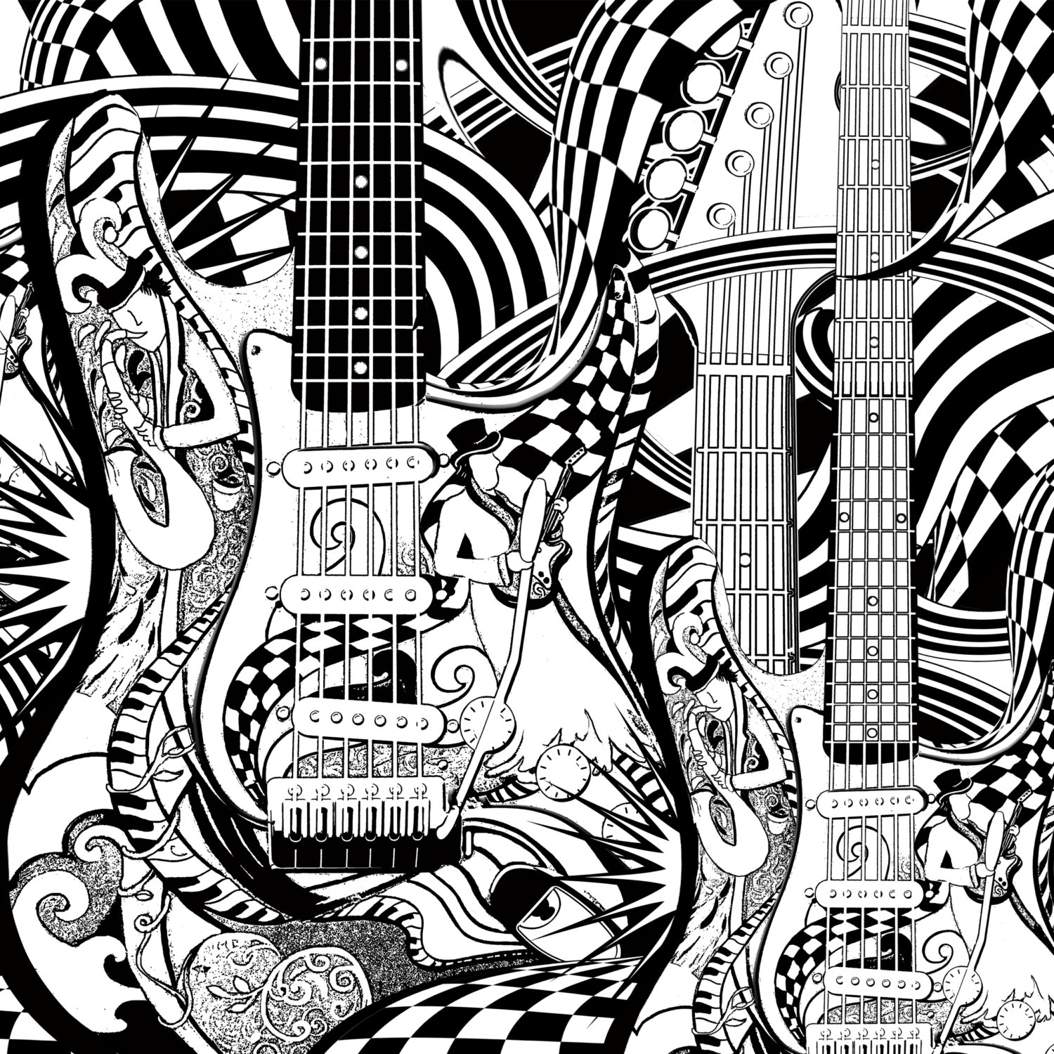 1500x1500 Adult Coloring Page, Printable Guitar Coloring Pages, Music