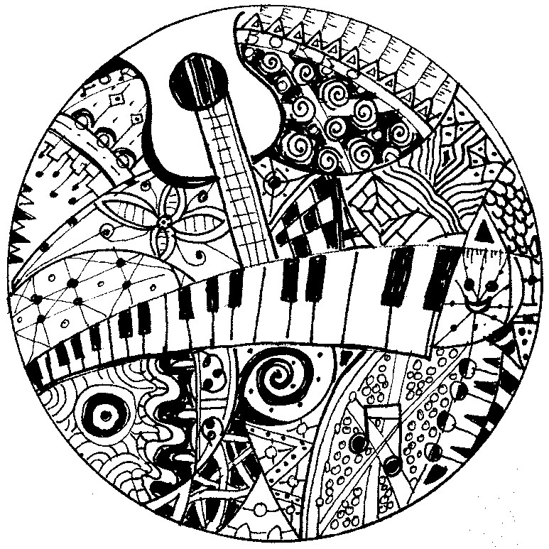 773x773 Adult Coloring Page Music Keyboard And Guitar 9