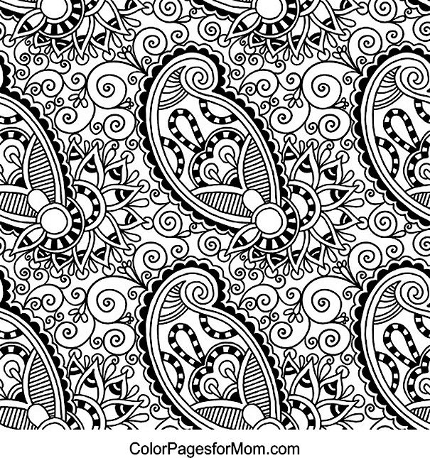 605x645 Paisley Coloring Page Paisley Adult Coloring