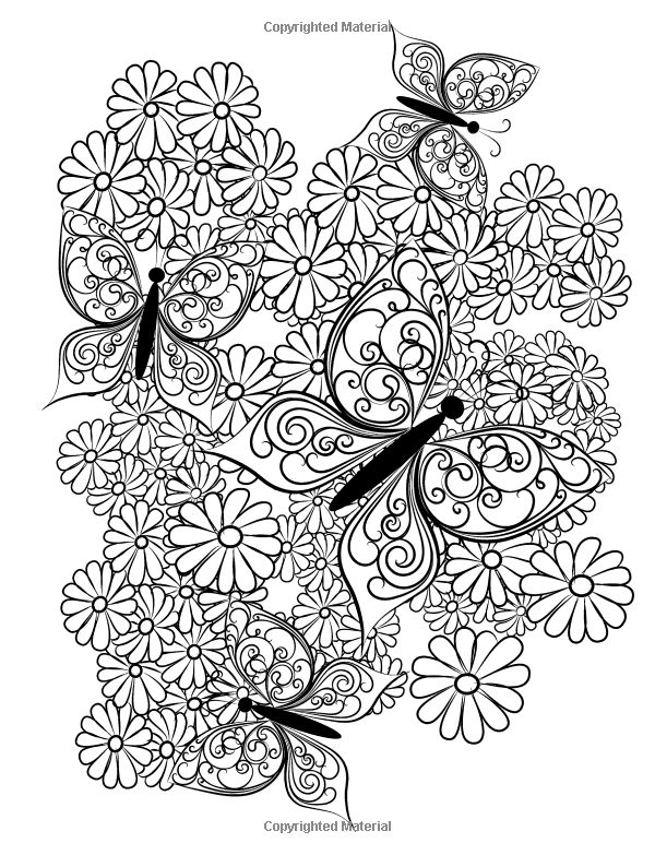 600x783 Adult Coloring Book Butterflies And Flowers Stress Relieving