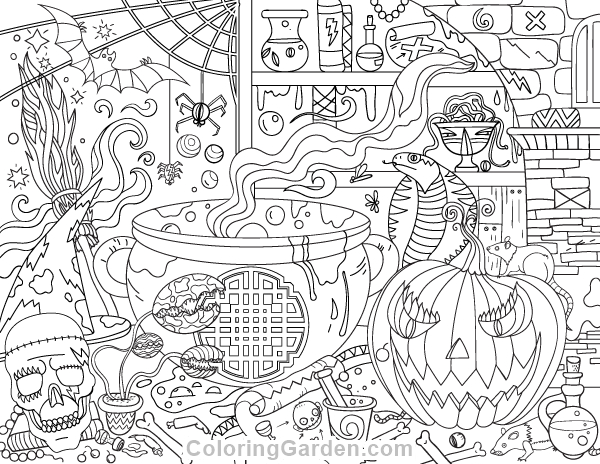 600x464 Halloween Coloring Pages Pdf Free Printable Halloween Adult