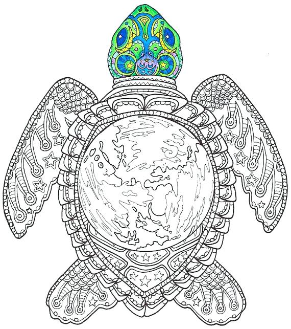 570x643 Coloring Pages Turtle Adult Coloring Page World Turtle Printable